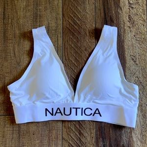 Brand New NAUTICA INTIMATES White Bra Top Sport/Yoga Stretch Removable Pads M